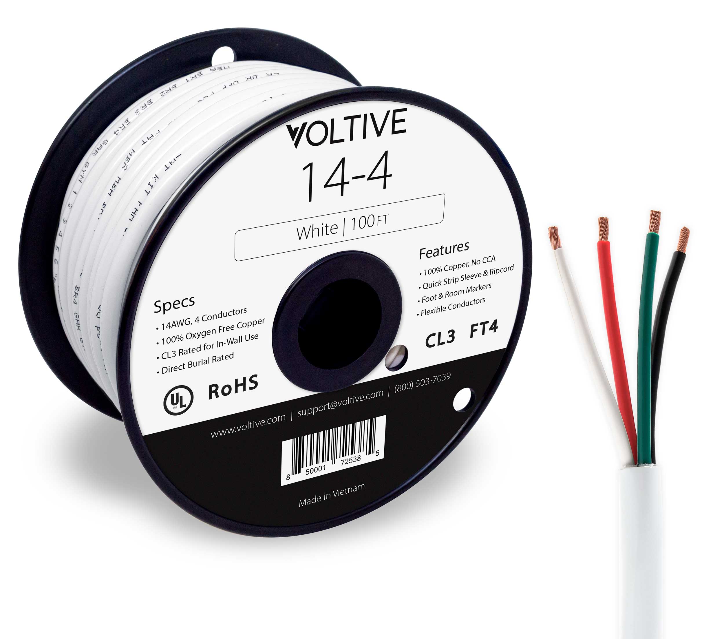 Voltive 14/4 Speaker Wire CL3 In Wall/Direct Burial OFC 100ft